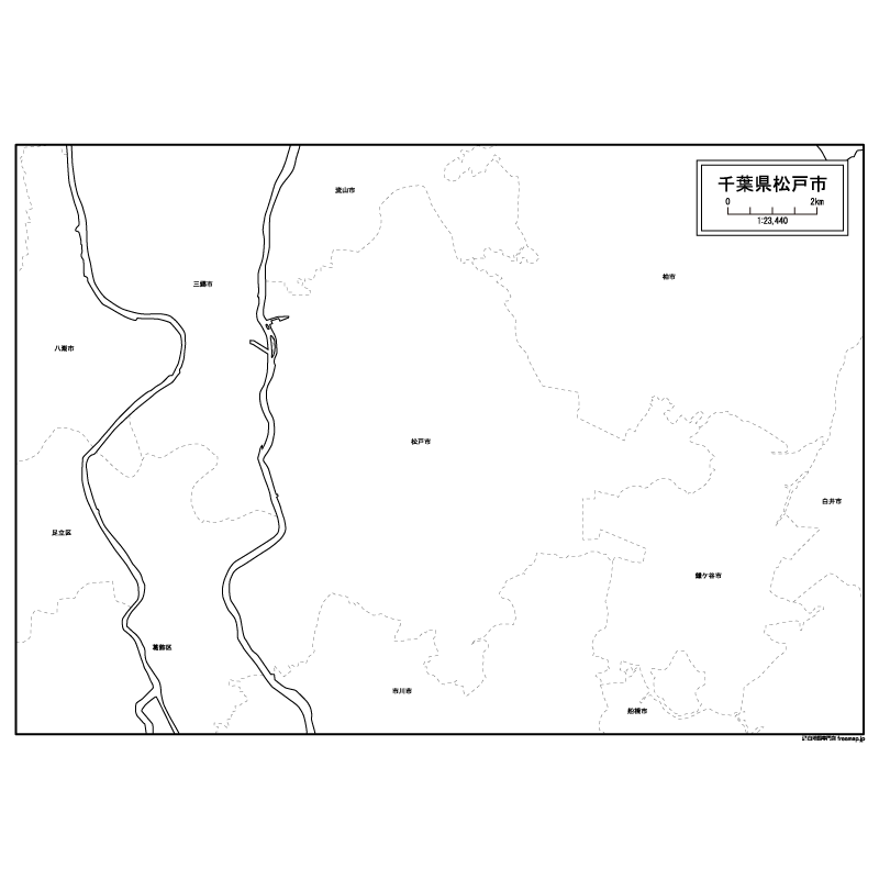 松戸市の白地図のサムネイル