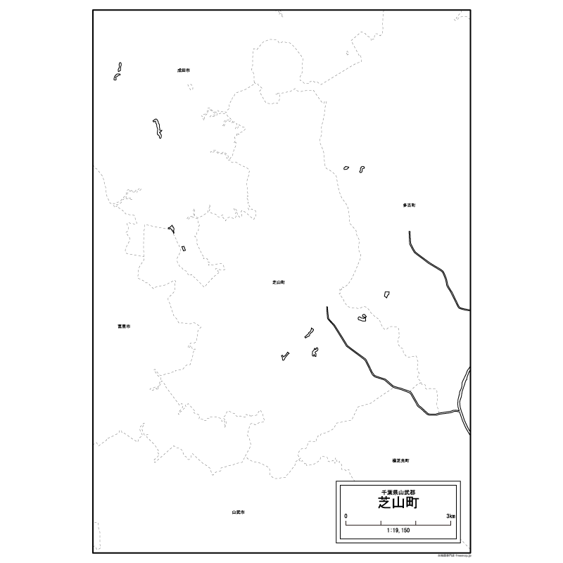 芝山町の白地図のサムネイル