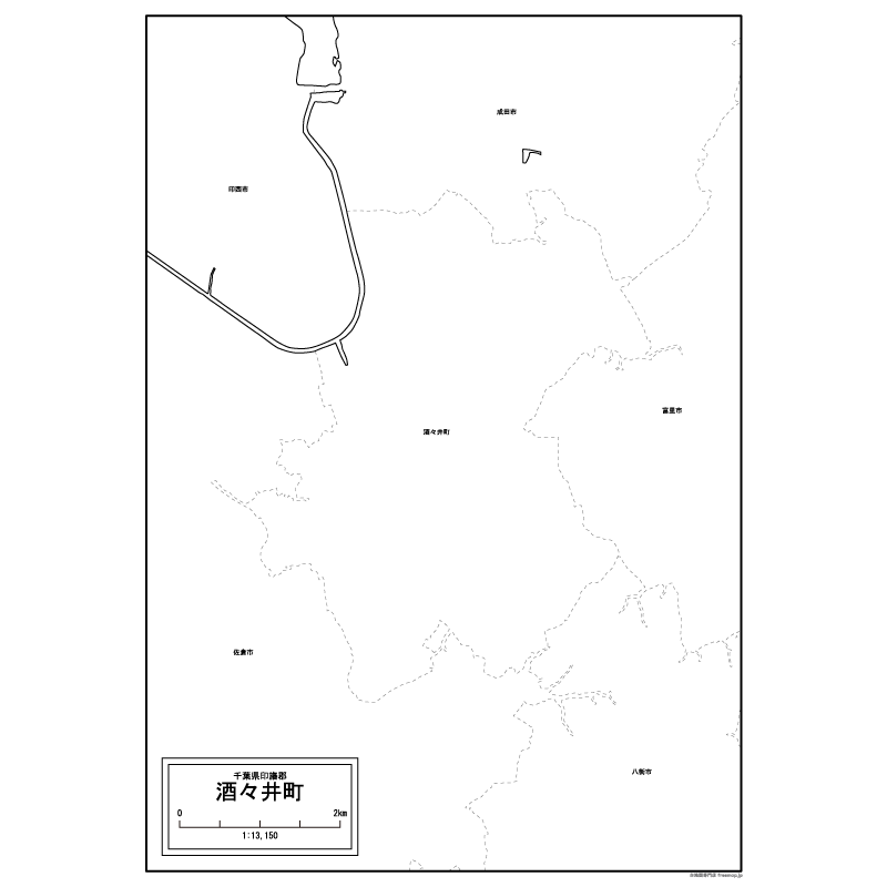 酒々井町の白地図のサムネイル
