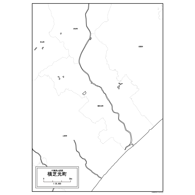 横芝光町の白地図のサムネイル