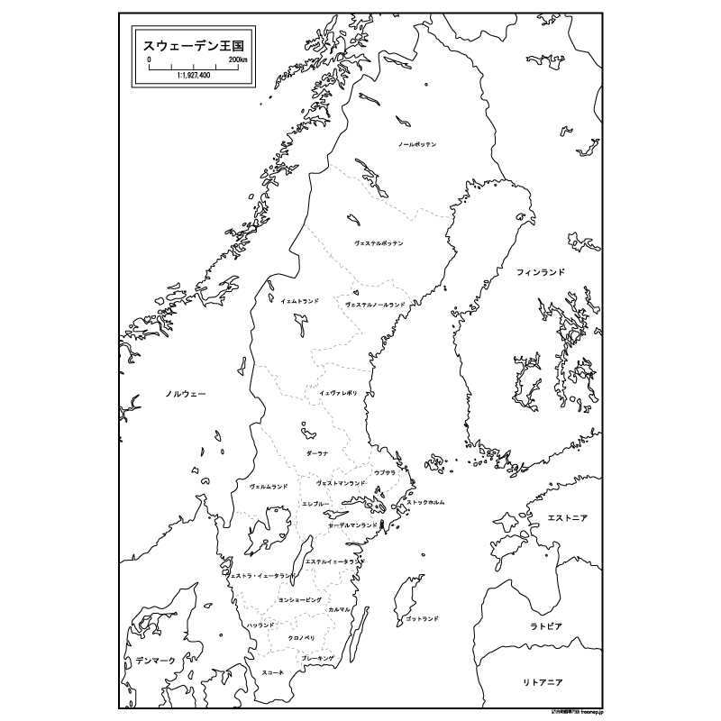 スウェーデンの白地図のサムネイル