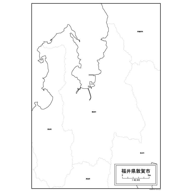 敦賀市の白地図のサムネイル