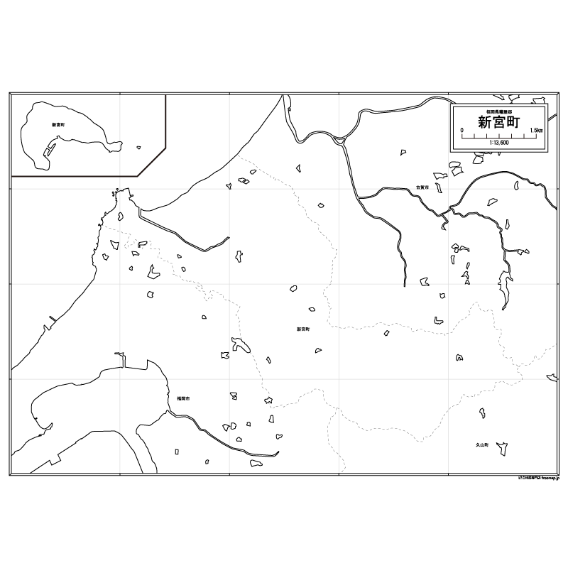 新宮町の白地図のサムネイル