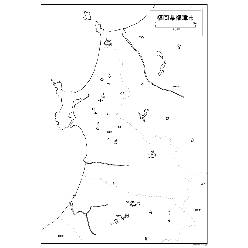 福津市の白地図のサムネイル