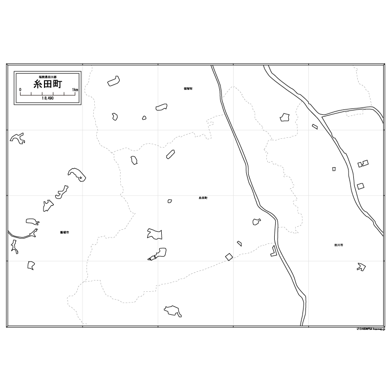 糸田町の白地図のサムネイル