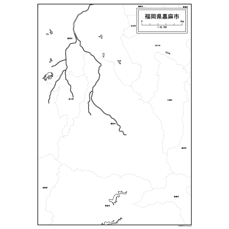 嘉麻市の白地図のサムネイル