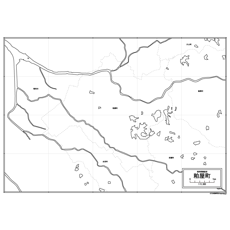 粕屋町の白地図のサムネイル
