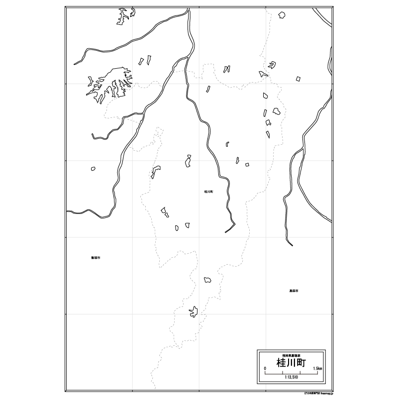 桂川町の白地図のサムネイル