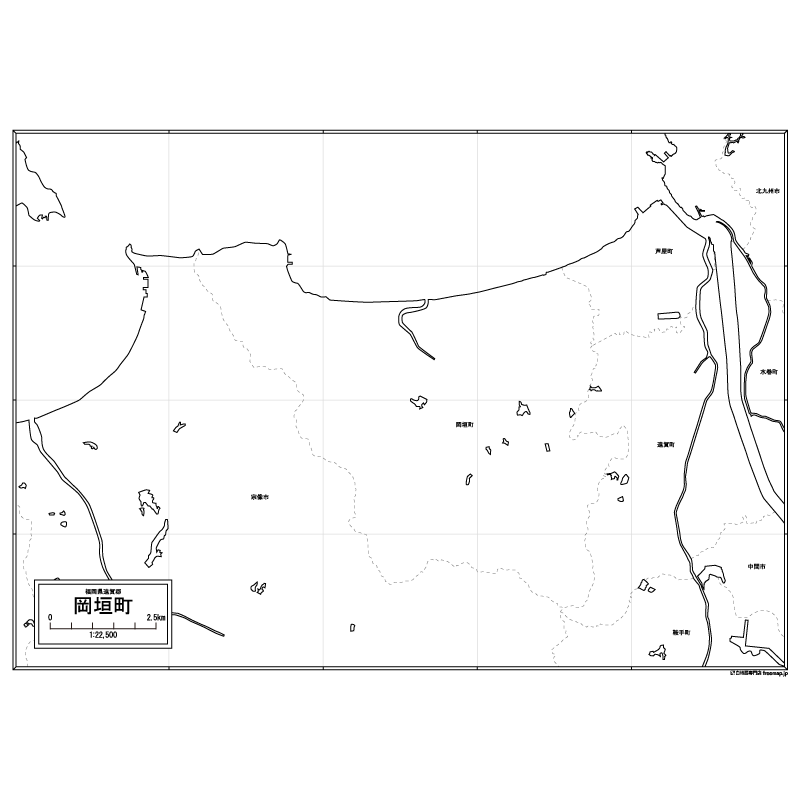 岡垣町の白地図のサムネイル