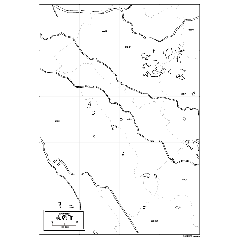 志免町の白地図のサムネイル