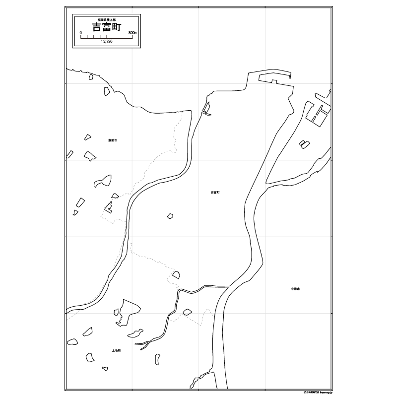 吉富町の白地図のサムネイル