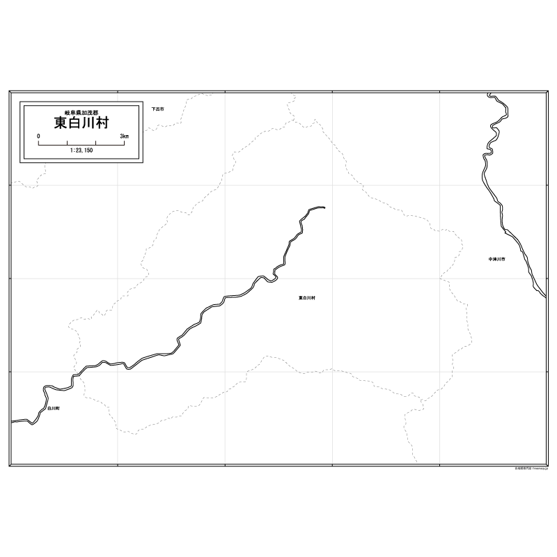 東白川村の白地図のサムネイル