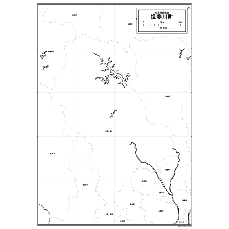 揖斐川町の白地図のサムネイル
