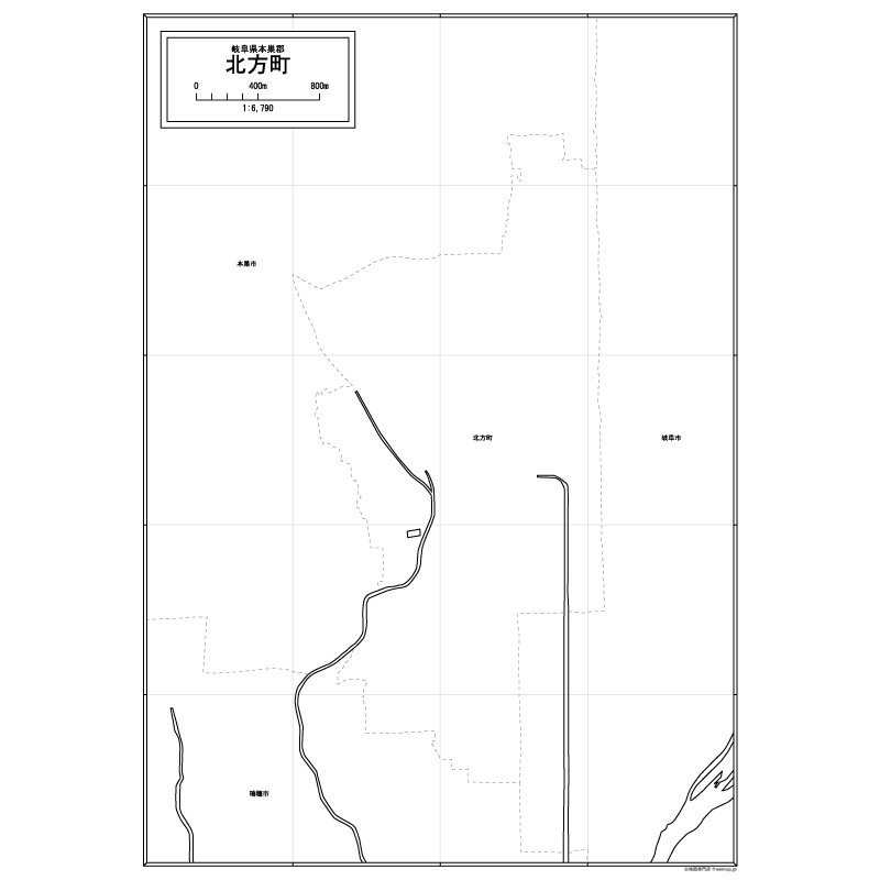 北方町の白地図のサムネイル