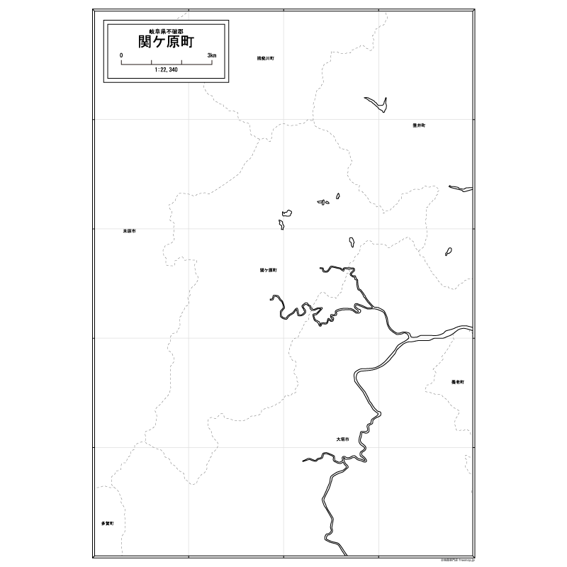 関ケ原町の白地図のサムネイル