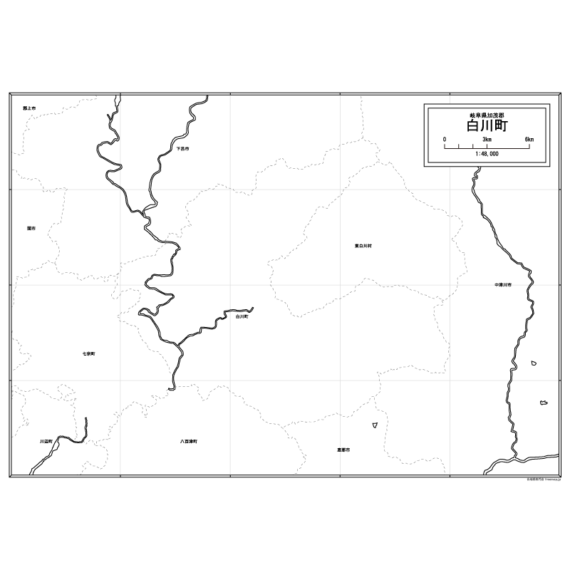 白川町の白地図のサムネイル