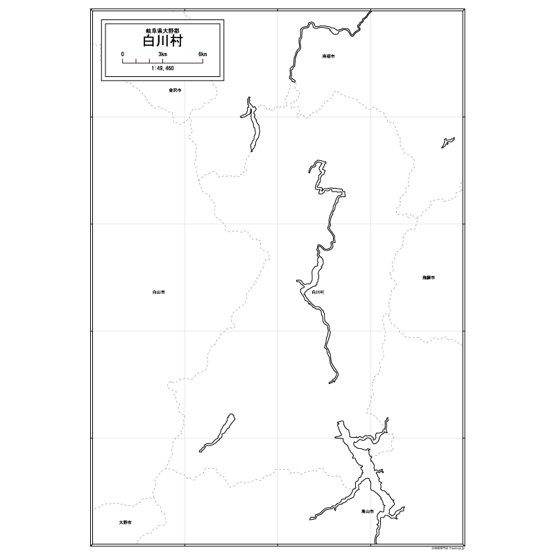 白川村の白地図のサムネイル