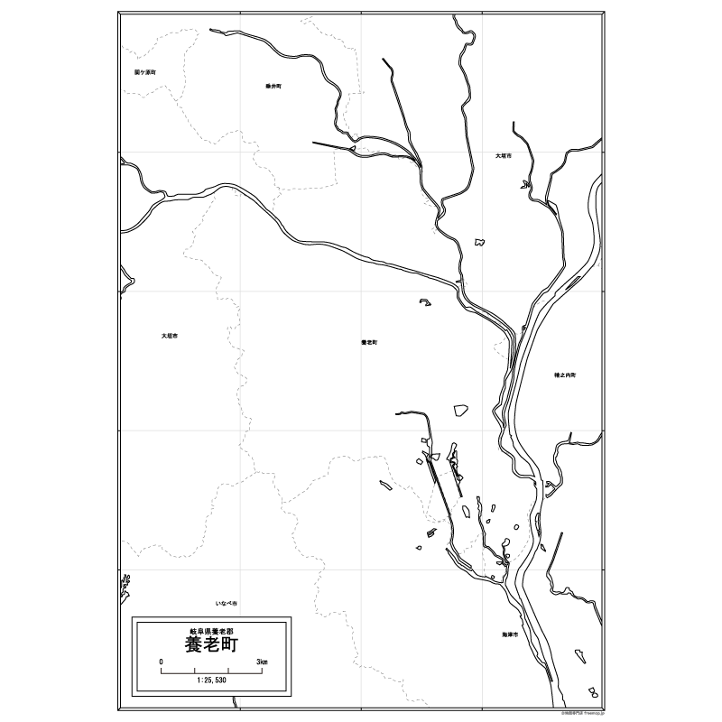 養老町の白地図のサムネイル