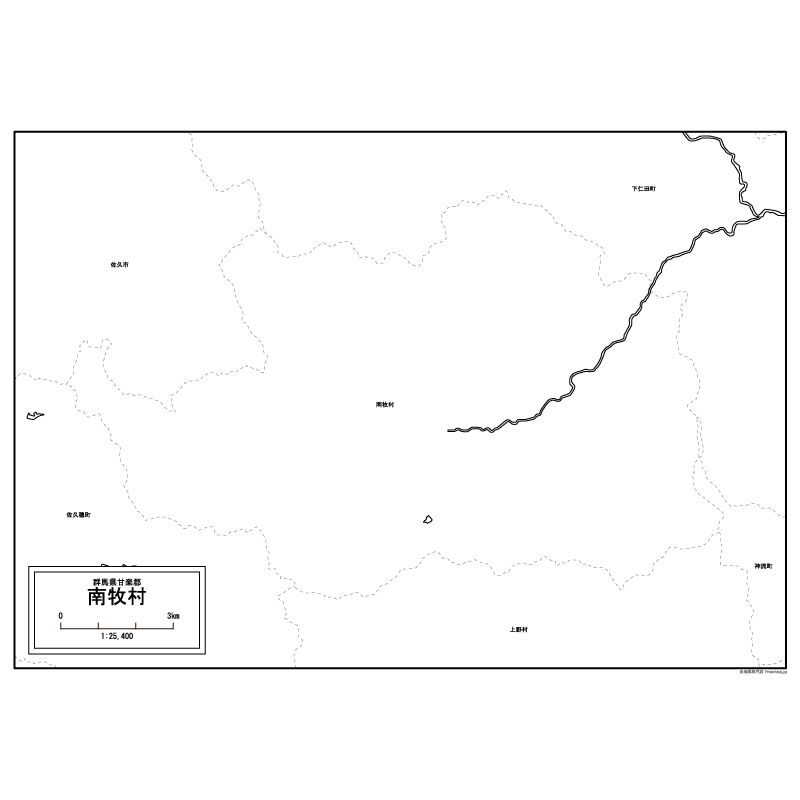 南牧村の白地図のサムネイル