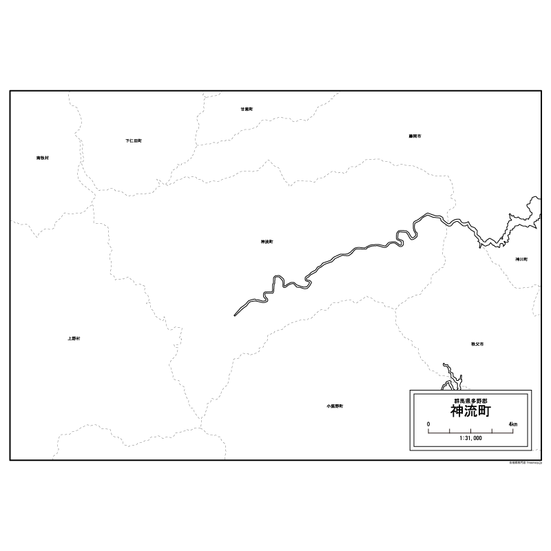 神流町の白地図のサムネイル
