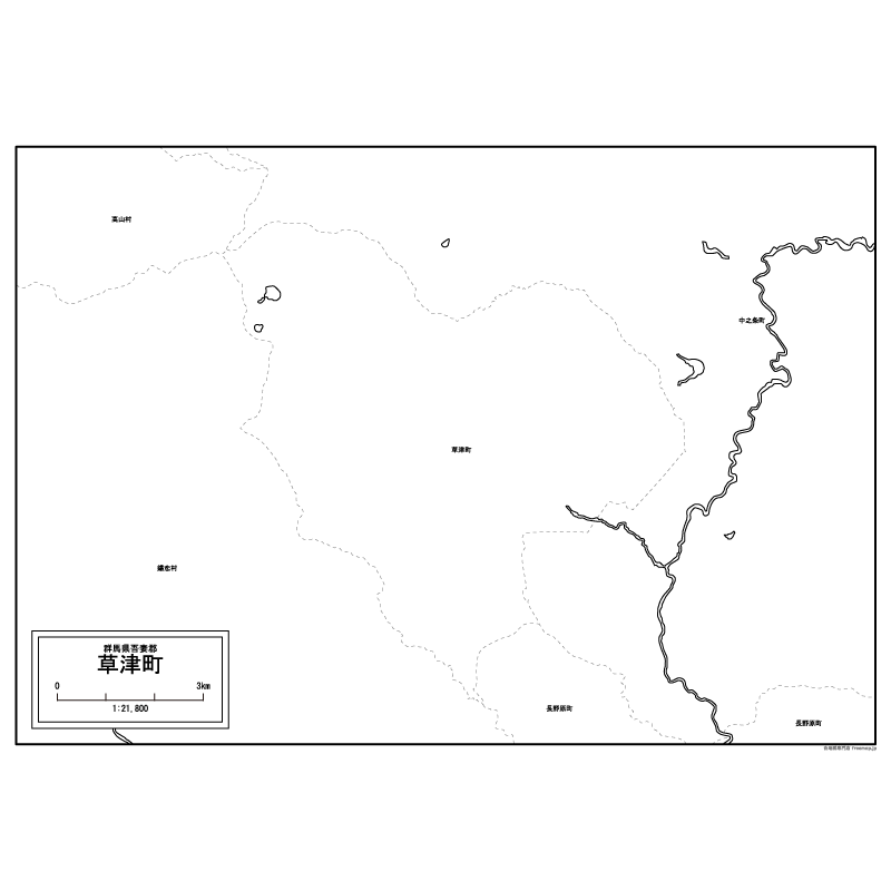 草津町の白地図のサムネイル