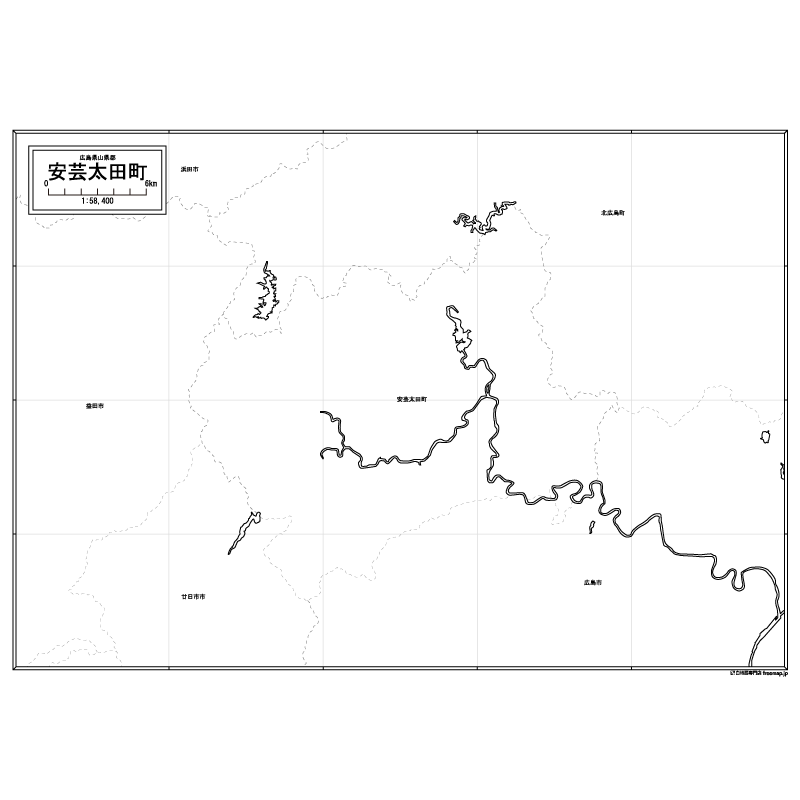 安芸太田町の白地図のサムネイル