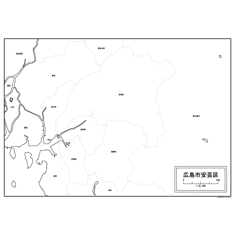広島市安芸区の白地図のサムネイル