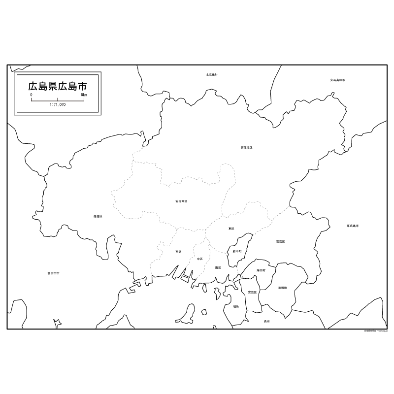 広島市の白地図のサムネイル