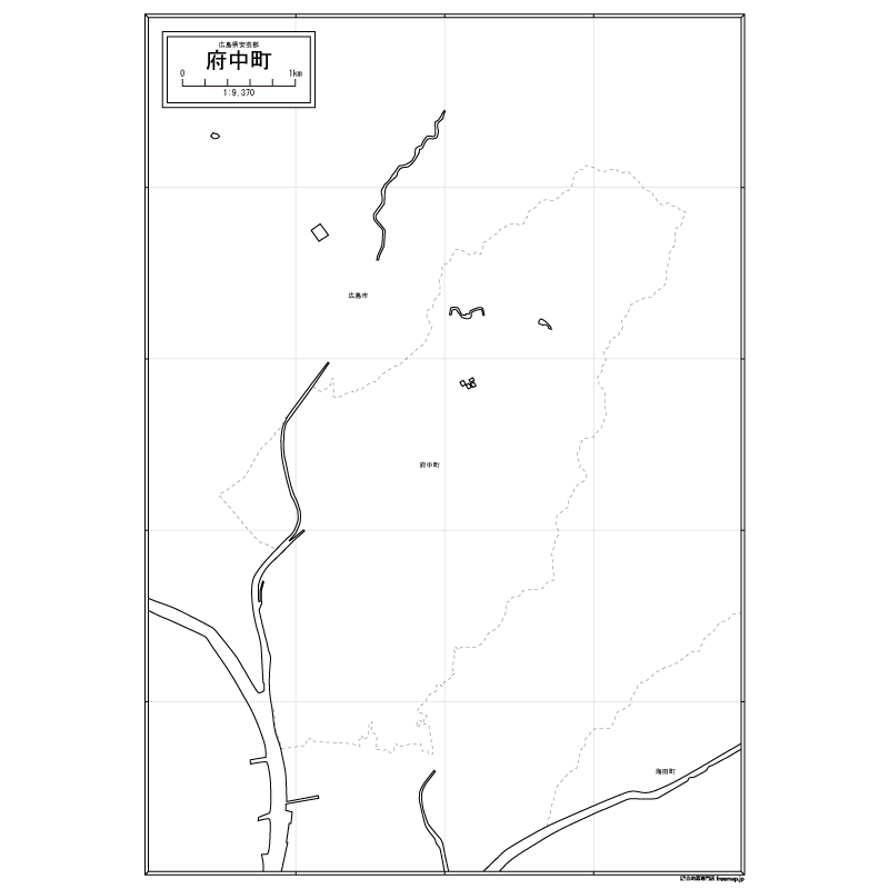 府中町の白地図のサムネイル