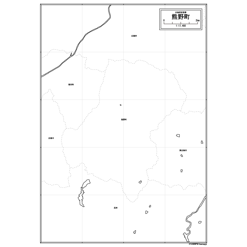 熊野町の白地図のサムネイル