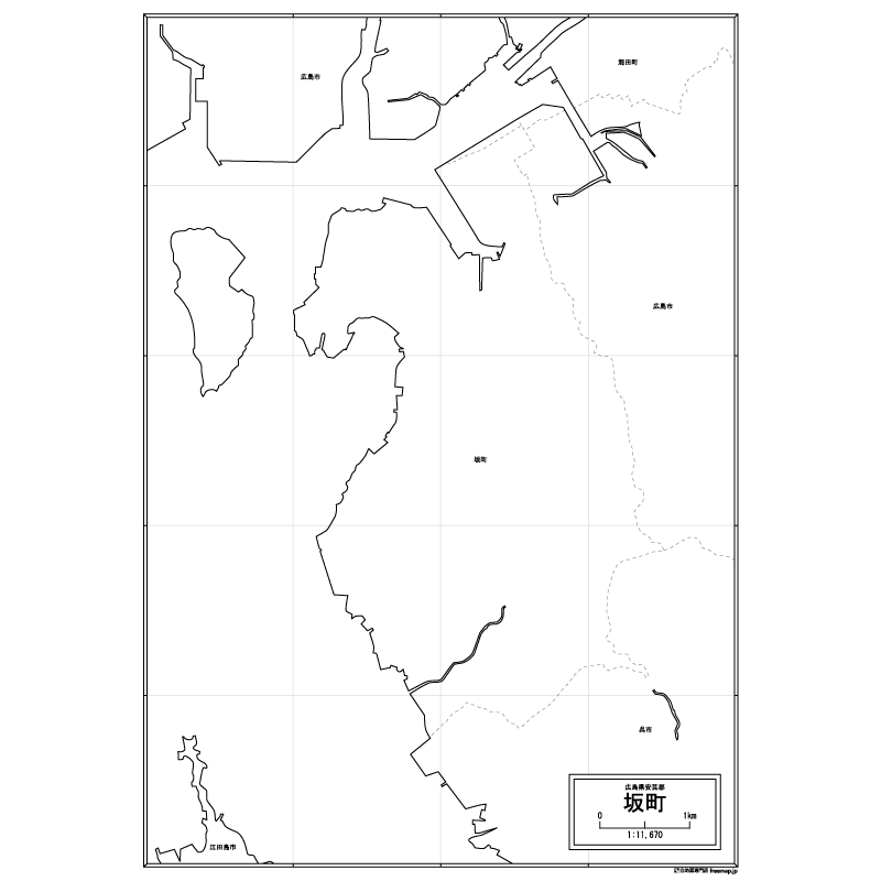 坂町の白地図のサムネイル