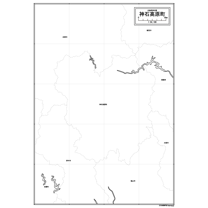 神石高原町の白地図のサムネイル