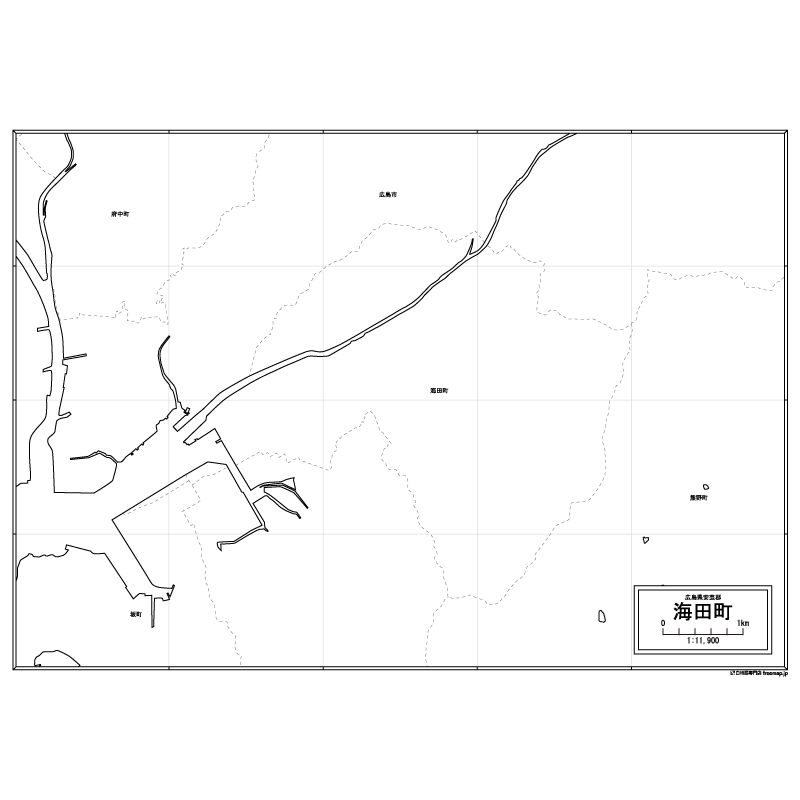海田町の白地図のサムネイル