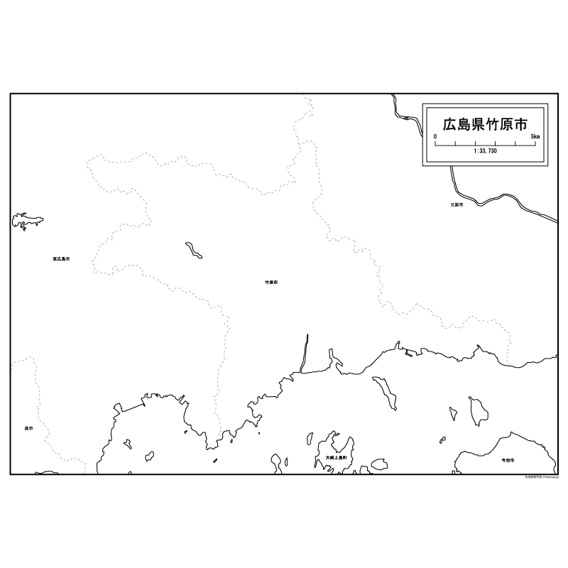 竹原市の白地図のサムネイル