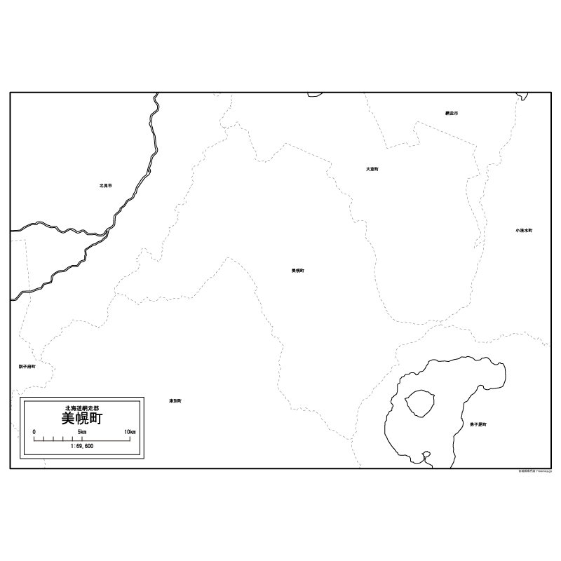 美幌町の白地図のサムネイル