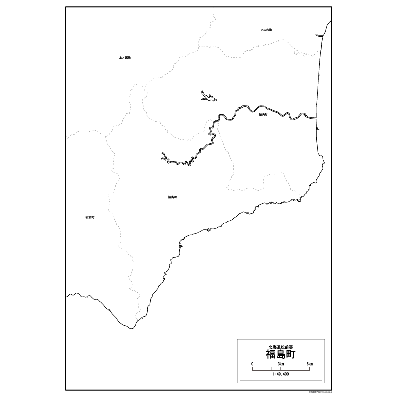 福島町の白地図のサムネイル