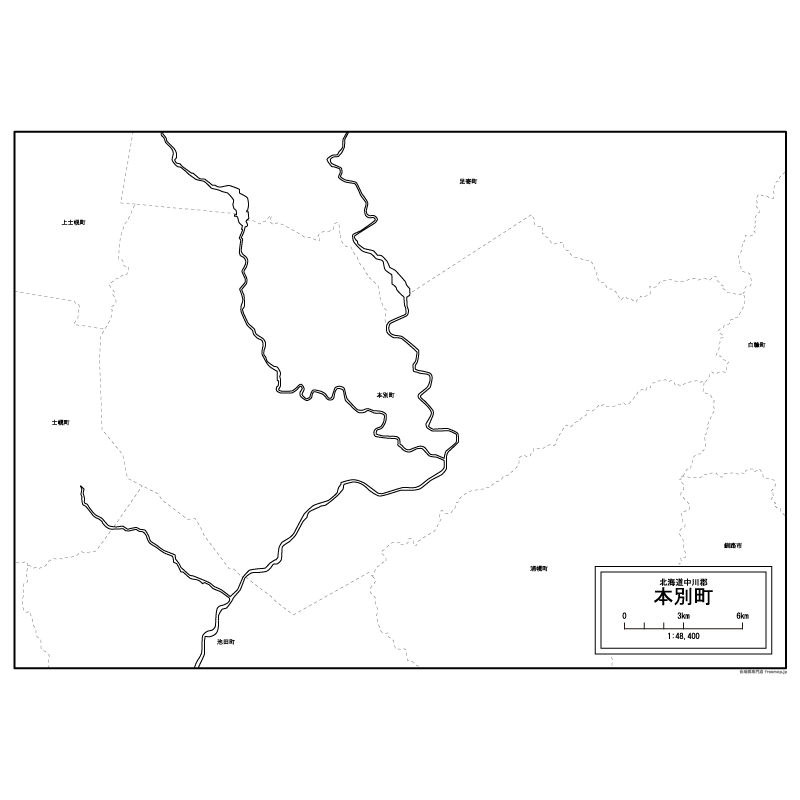 本別町の白地図のサムネイル