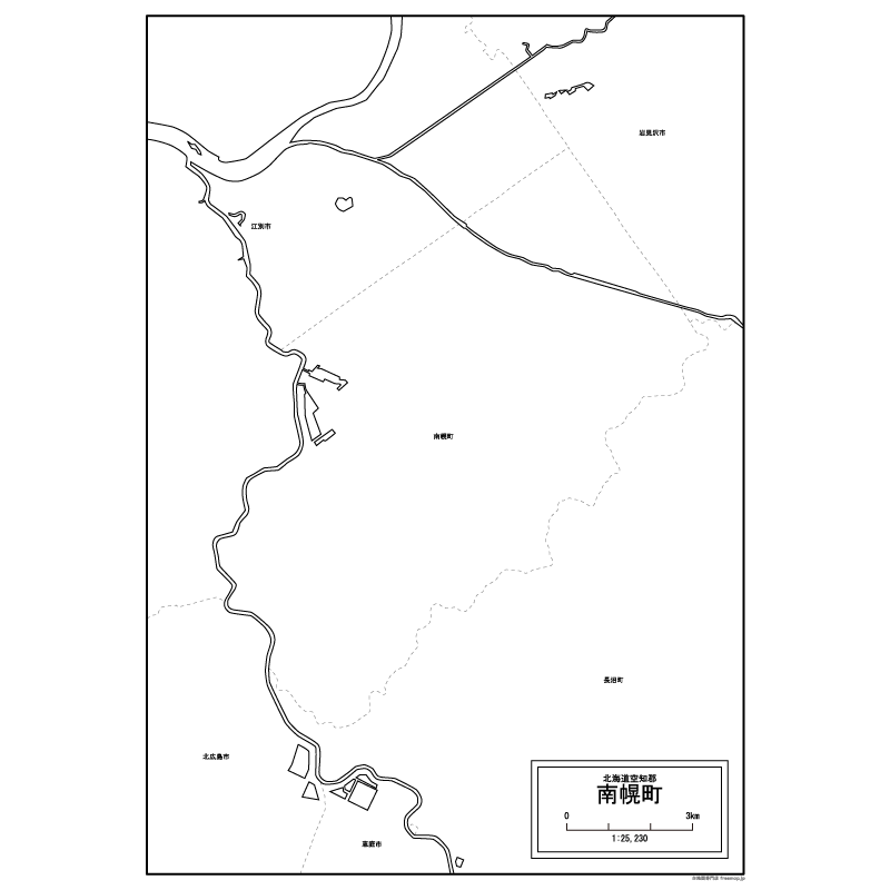 南幌町の白地図のサムネイル