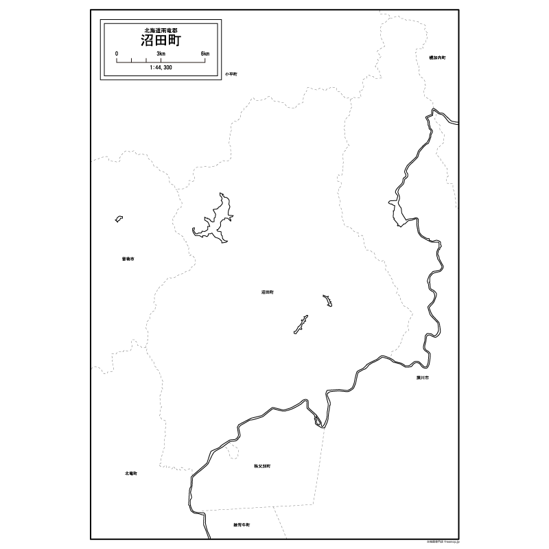 沼田町の白地図のサムネイル