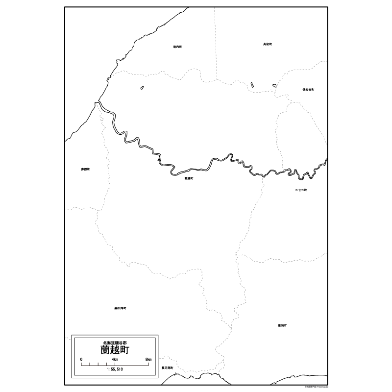 蘭越町の白地図のサムネイル