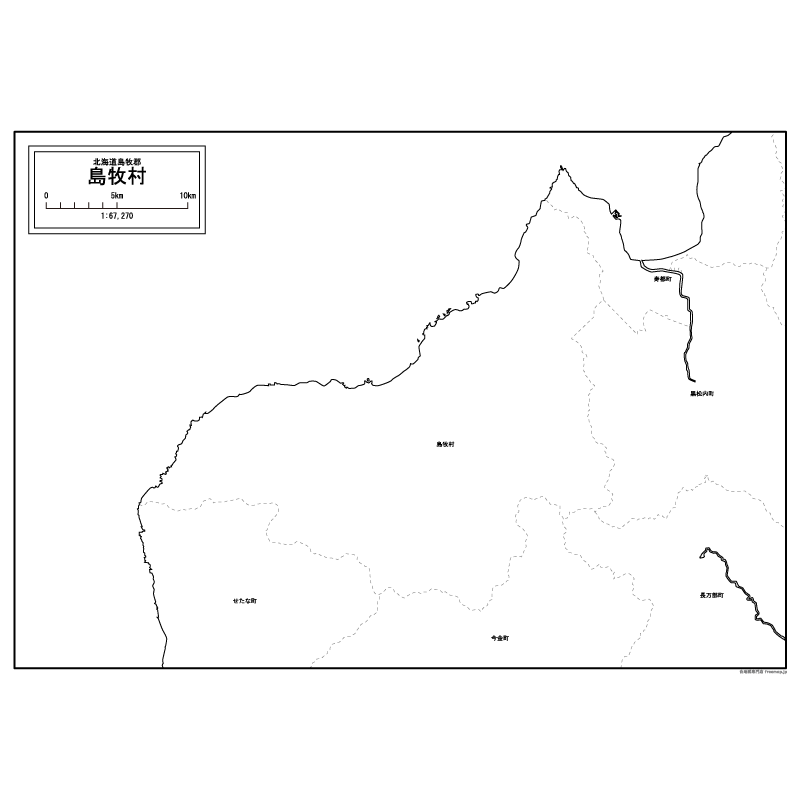島牧村の白地図のサムネイル