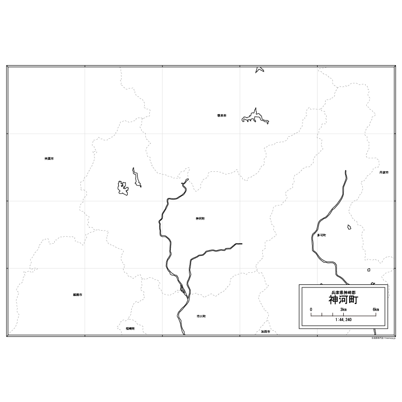 神河町の白地図のサムネイル