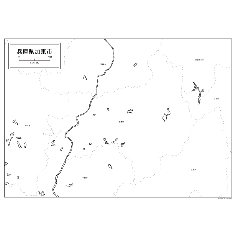 加東市の白地図のサムネイル