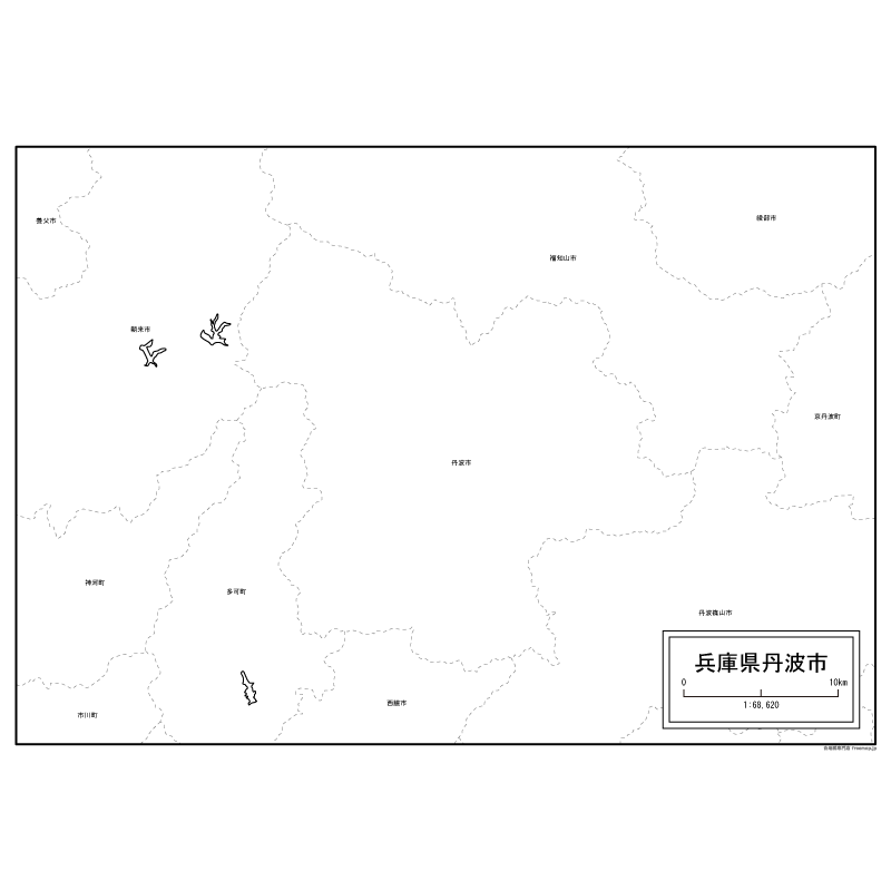 丹波市の白地図のサムネイル