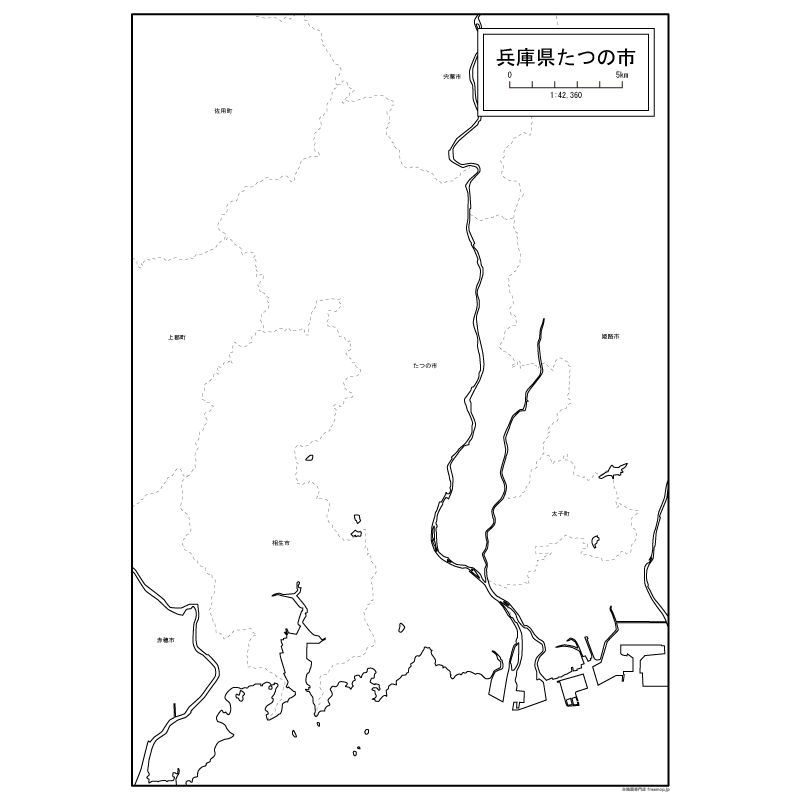 たつの市の白地図のサムネイル