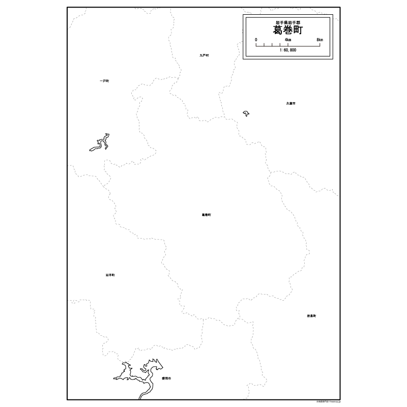 葛巻町の白地図のサムネイル
