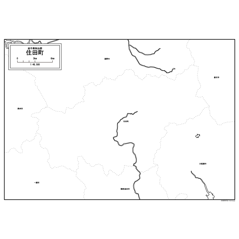 住田町の白地図のサムネイル