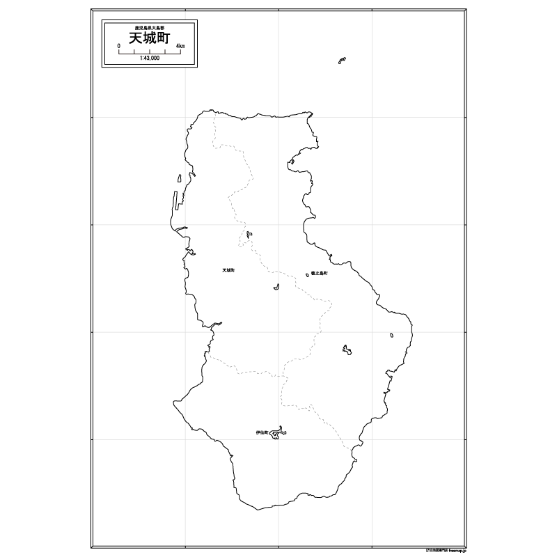 天城町の白地図のサムネイル