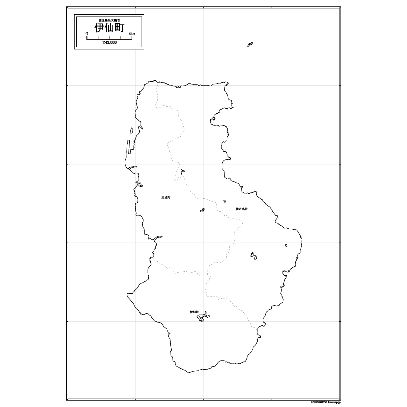 伊仙町の白地図のサムネイル