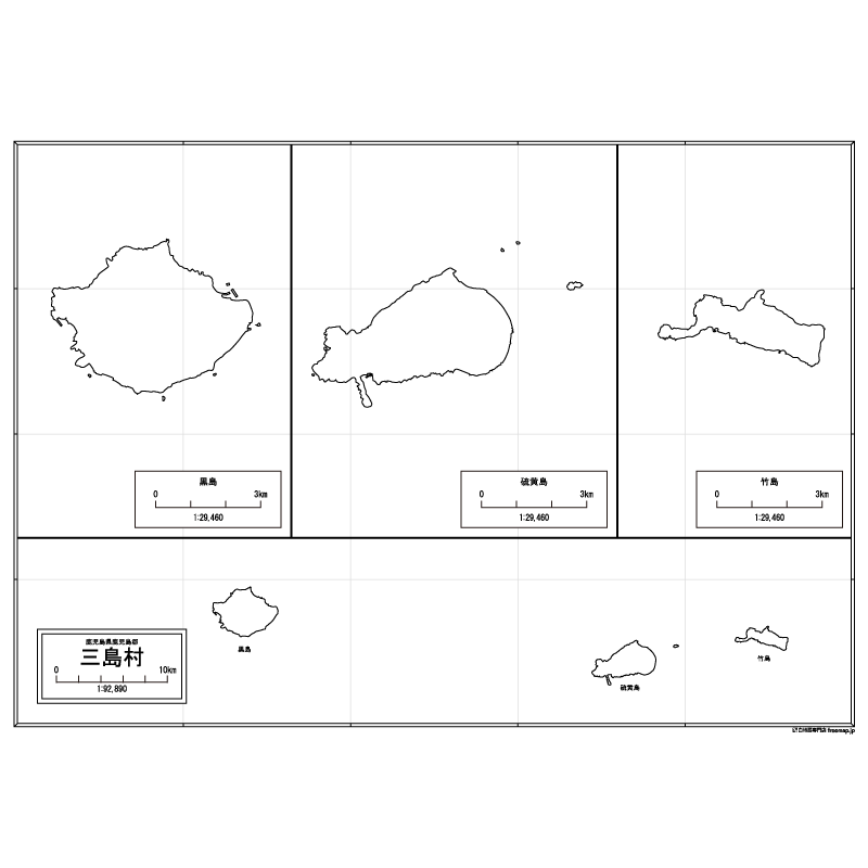 三島村の白地図のサムネイル